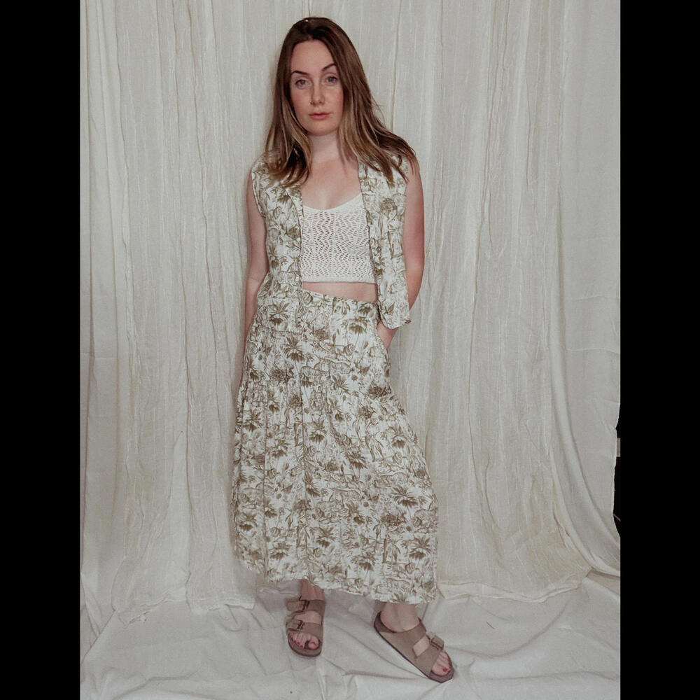 Vintage Rachel Zoe Women's Cropped Skirt & Vest Set